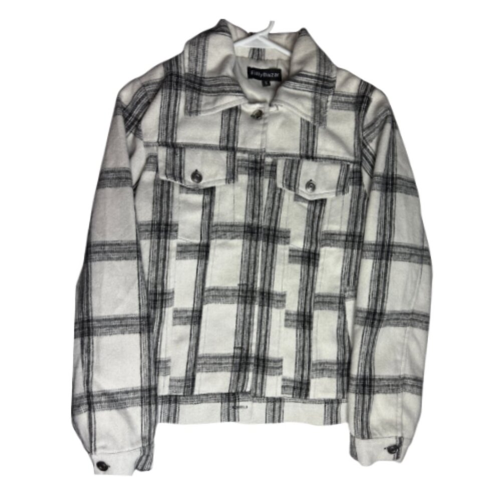 Gently Worn EILLY BAZAR Flannel Plaid Coat, Size S (BB1308)